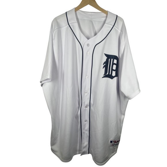 Majestic Detroit Tigers Authentic Collection Baseball Jersey White Navy Size 60